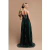 Smaragdové spoločenské šaty s plisovanou sukňou (Méret L)