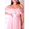 Ružové plisované šaty spustené na ramená (Méret L)