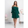 Smaragdové krátke šaty spustené na ramená (Méret L)