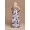 Bielo-fialové kvetinové šaty na ramienka (Méret 4XL)