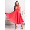 Koralové midi šaty s odhaleným chrbtom (Méret L)