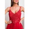 Červené spoločenské šaty s krajkou a tylovou sukňou (Méret L)