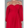 Červené spoločenské šaty spustené na ramená (Méret L)