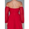Červené spoločenské šaty spustené na ramená (Méret L)