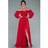 Červené spoločenské šaty spustené na ramená (Méret L)