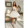 Bielo-telové krátke spoločenské šaty s krajkou (Méret L)
