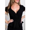 Čierne midi šaty s peplum volánikom (Méret L)