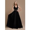 Čierne spoločenské šaty s kamienkami (Méret 4XL)
