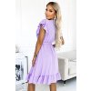 Fialové krátke šaty s volánikovými rukávmi (Méret UNI)