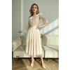 Krémové tylové midi šaty s jemnými flitrami (Méret L)