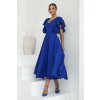 Modré midi šaty s volánovými rukávmi (Méret 4XL)