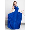 Modré spoločenské šaty s rozparkom (Méret L)