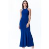 Modré priliehavé šaty s odhaleným chrbtom (Méret L)