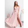 Púdrové spoločenské šaty s jemnými flitrami (Méret L)