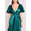 Smaragdové lesklé zavinovacie šaty (Méret L)