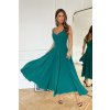 Smaragdové midi šaty na ramienka (Méret L)