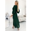 Smaragdové midi šaty so skladanou sukňou (Méret UNI)