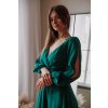 Smaragdové spoločenské šaty s rukávmi a rozparkom (Méret 4XL)
