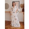 Smotanové kvetinové šaty s voľnými rukávmi (Méret 4XL)