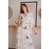 Smotanové kvetinové šaty s voľnými rukávmi (Méret 4XL)