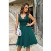 Smaragdové krátke spoločenské šaty s krajkou (Méret L)