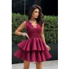 Bordové spoločenské mini šaty s krajkou (Méret L)