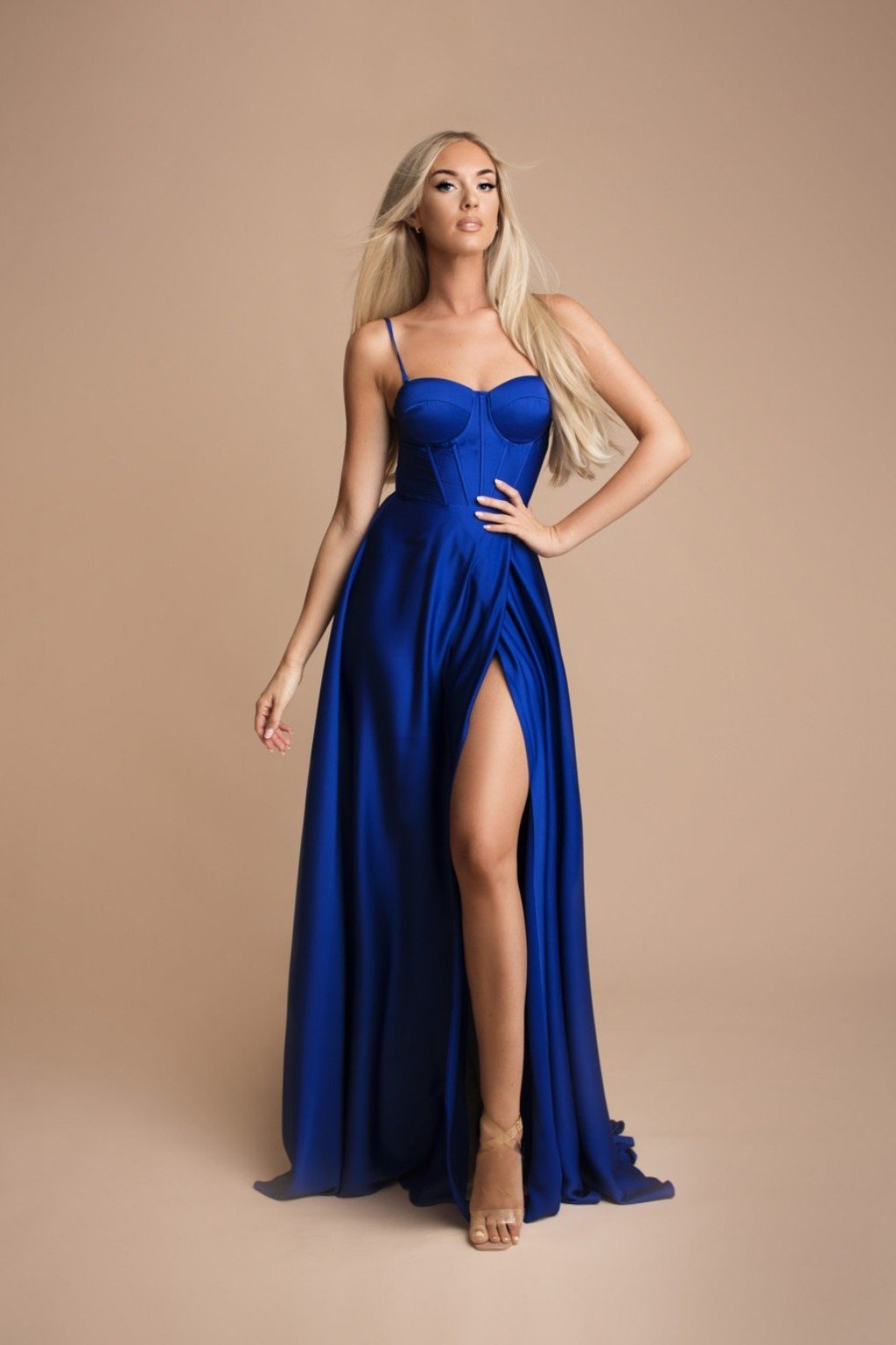 Modré spoločenské šaty s korzetom - Mia Dresses