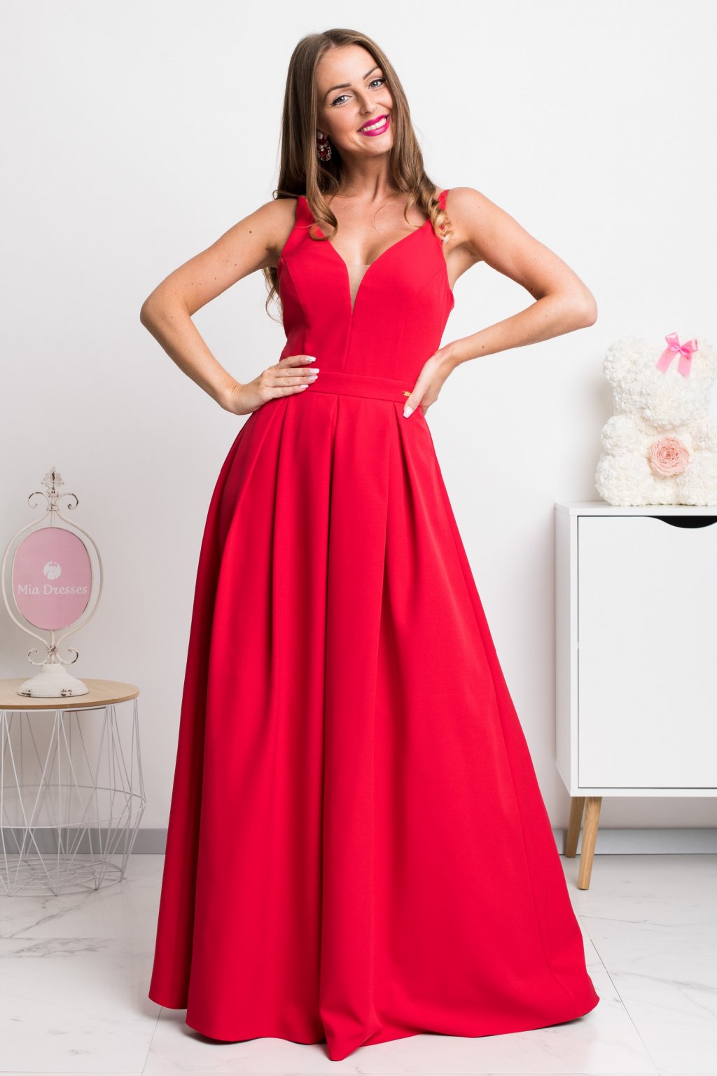 Červené dlhé spoločenské šaty - Mia Dresses