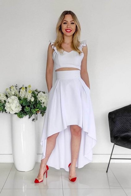 Biela asymetrická sukňa