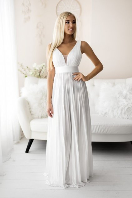 Biele plisované šaty