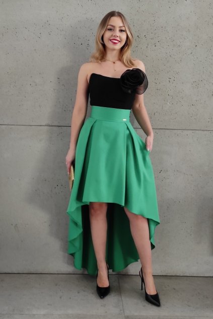 Zelená asymetrická sukňa