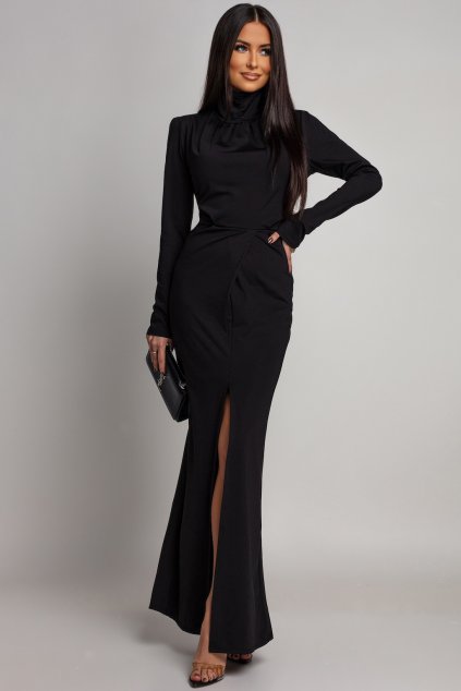 Čierne priliehavé šaty s odhaleným chrbtom