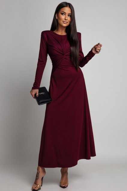 Bordové spoločenské šaty s áčkovou sukňou