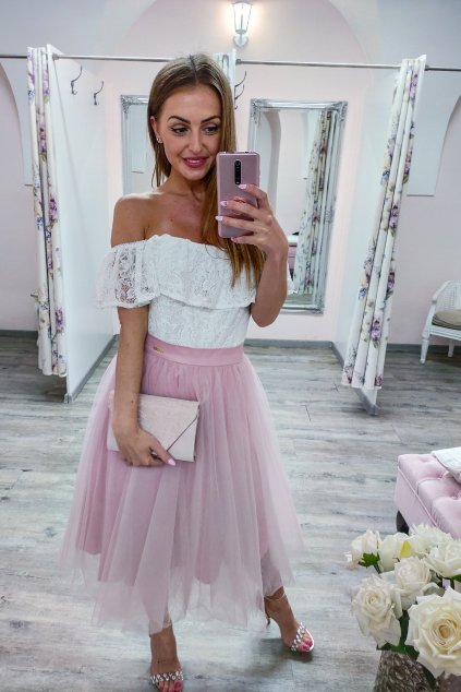 Staroružová krátka tylová sukňa