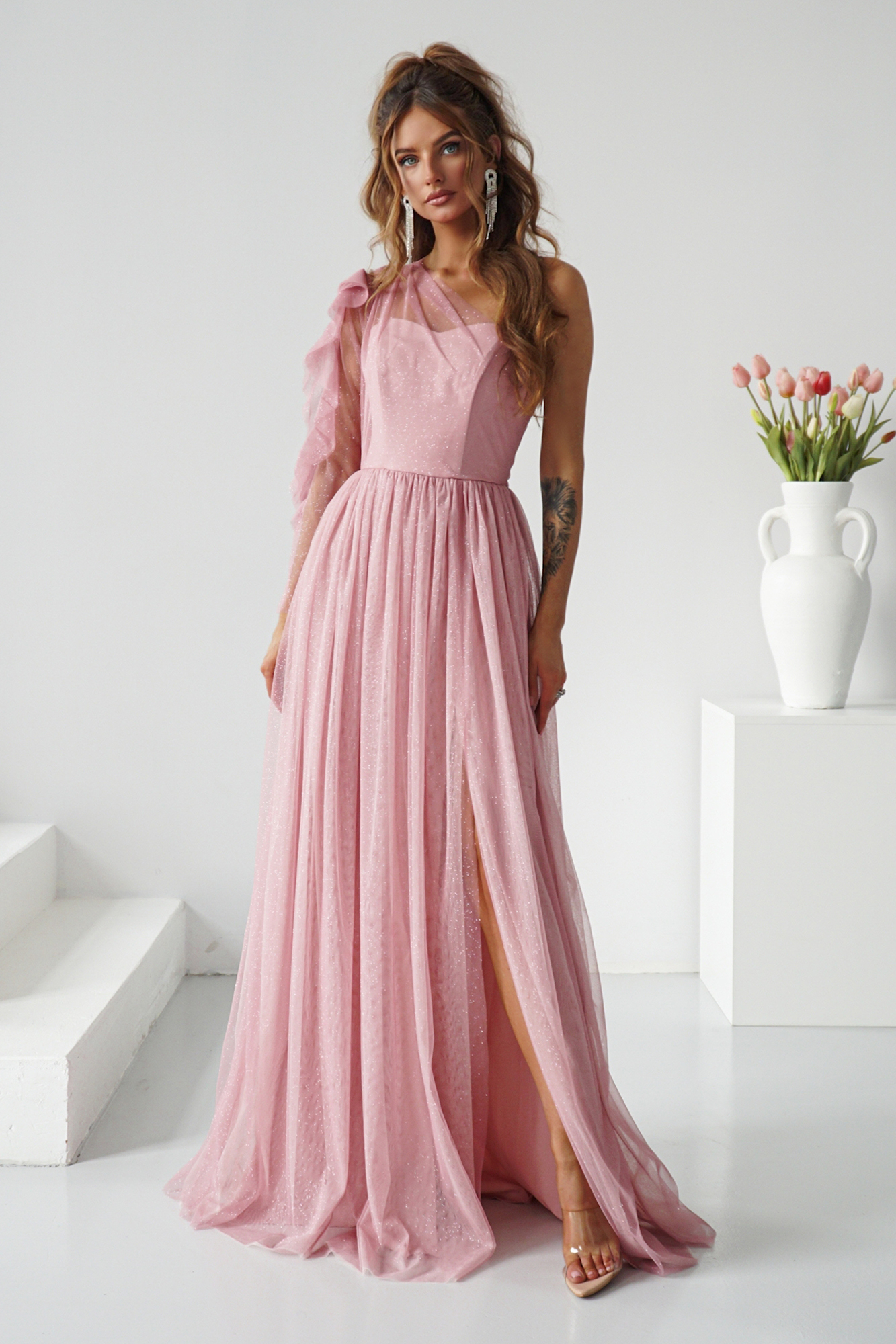 Warsaw Dress Ružové tylové trblietavé šaty Veľkosť: XS