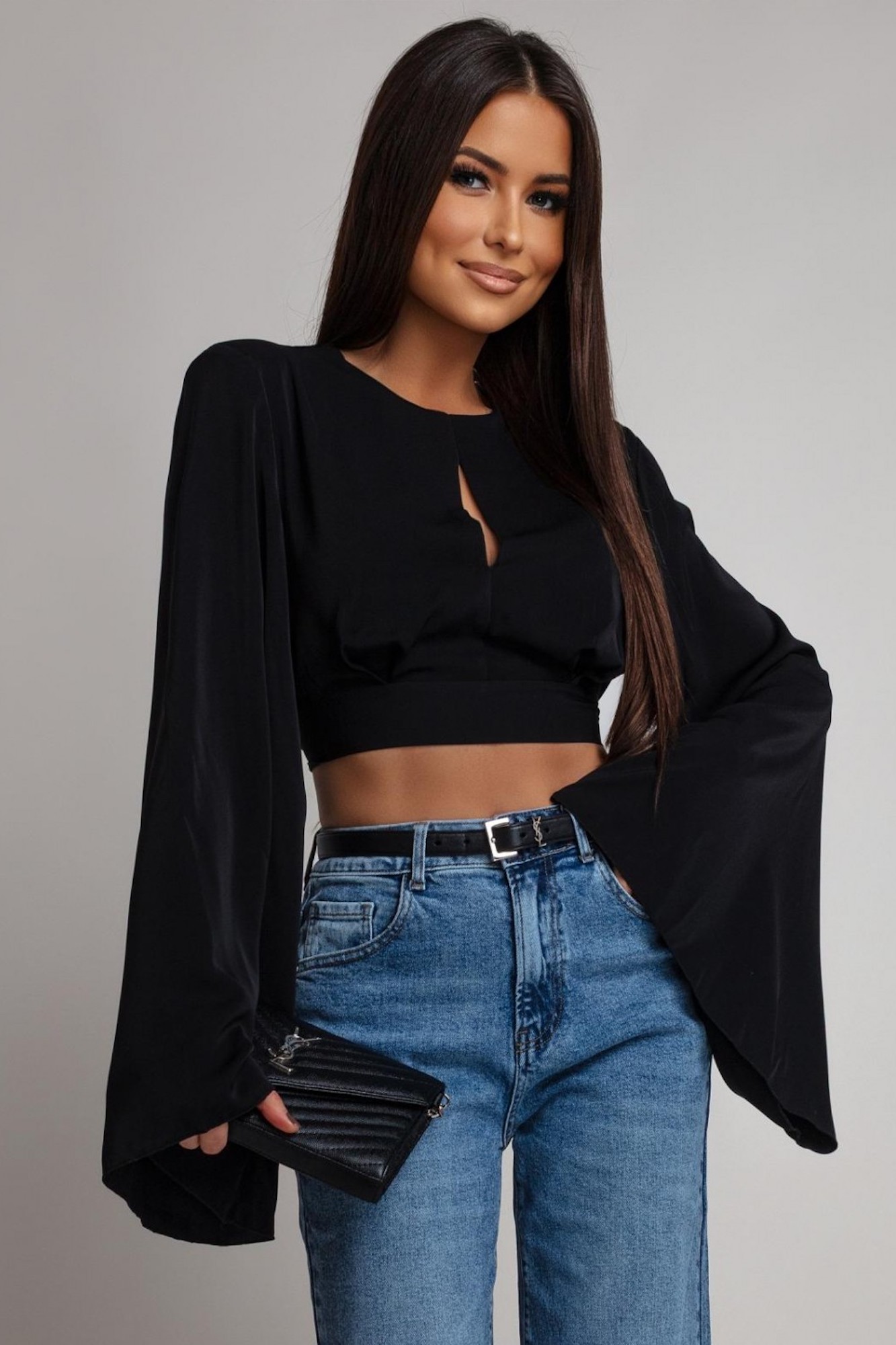 Azzurra Čierna blúzka s odhaleným chrbtom Veľkosť: UNI