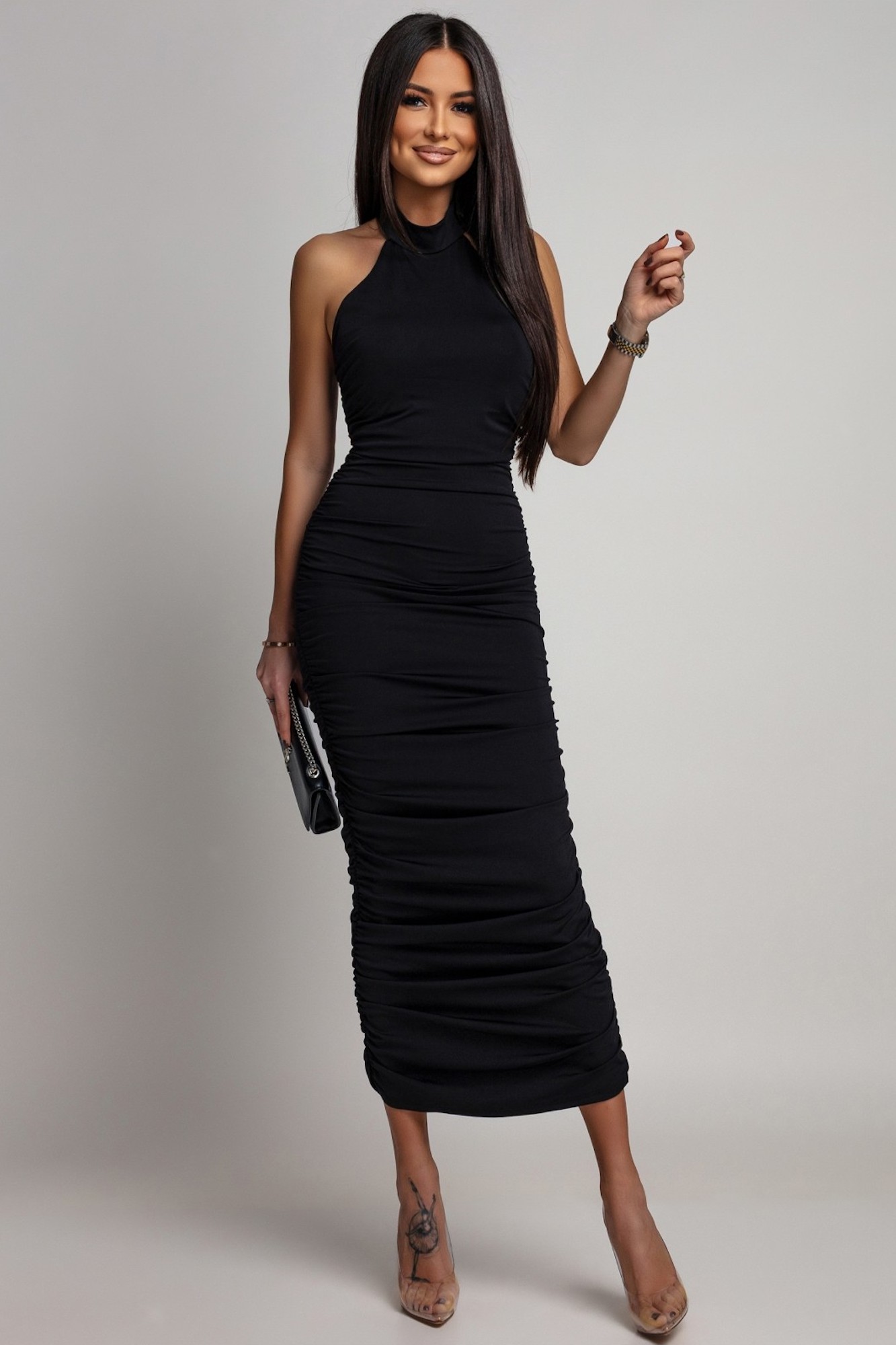 Azzurra Čierne priliehavé šaty s odhaleným chrbtom Veľkosť: UNI