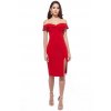 Červené priliehavé šaty spustené na ramená