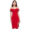 Červené priliehavé šaty spustené na ramená
