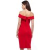 Červené priliehavé šaty spustené na ramená