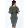Olivové midi šaty s voľnými rukávmi