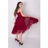 Bordové midi šaty s tylovou sukňou
