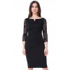 Čierne priliehavé midi šaty s čipkou