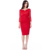 Červené priliehavé midi šaty s čipkou
