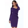 Fialové midi šaty s dlhými rukávmi