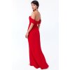Červené spoločenské šaty spustené na ramená