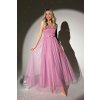 Ružové trblietavé šaty s tylovou sukňou