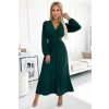 Smaragdové midi šaty s plisovanou sukňou