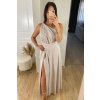 Krémové dlhé šaty na viazanie