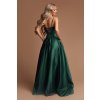 Smaragdové spoločenské šaty na ramienka